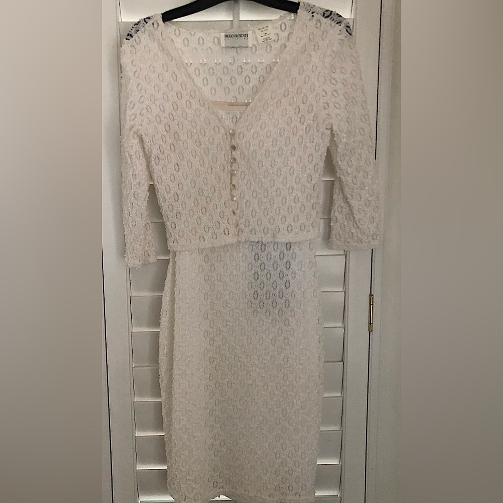 HUGO BUSCATI Vintage White Dress XS - with Matching Sweater